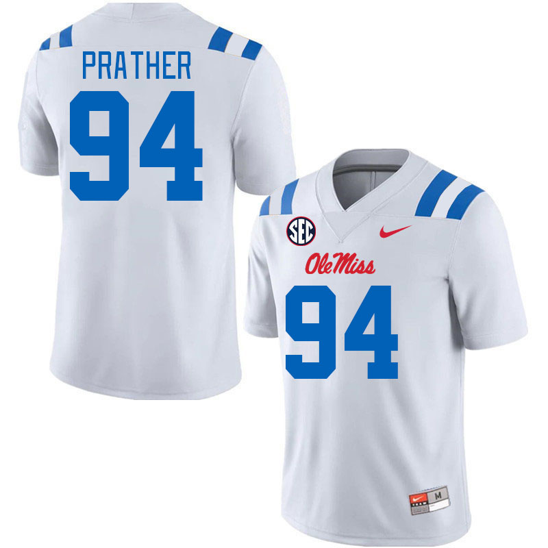 Men #94 Tavion Prather Ole Miss Rebels 2024 New Uniforms College Football Jerseys Stitched-White